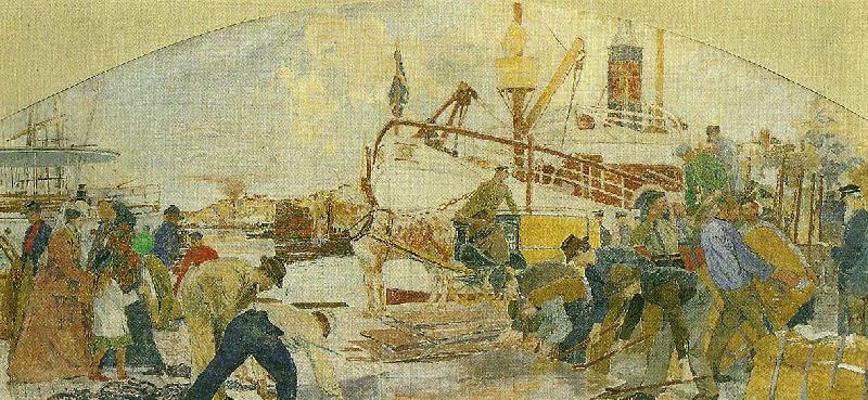 Carl Wilhelmson pa skeppsbron Norge oil painting art